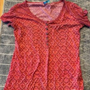 Kuhl Red Patterned Short-Sleeve Henley Tee